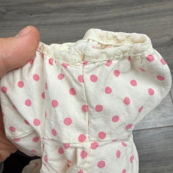 Vintage Baby Dress 3–6M Pink Polka Dot Puff Sleeve Embroidered 70s 80s Heirloom - Picture 9 of 10